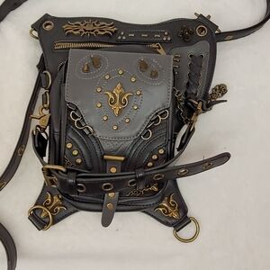Leather hip side bag Punk goth steampunk one small mark see photos